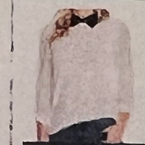 CeCe By Cynthia Steffe Soft Ecru Collared Clip Dot Sleeve Top -Size XL - Reemoly